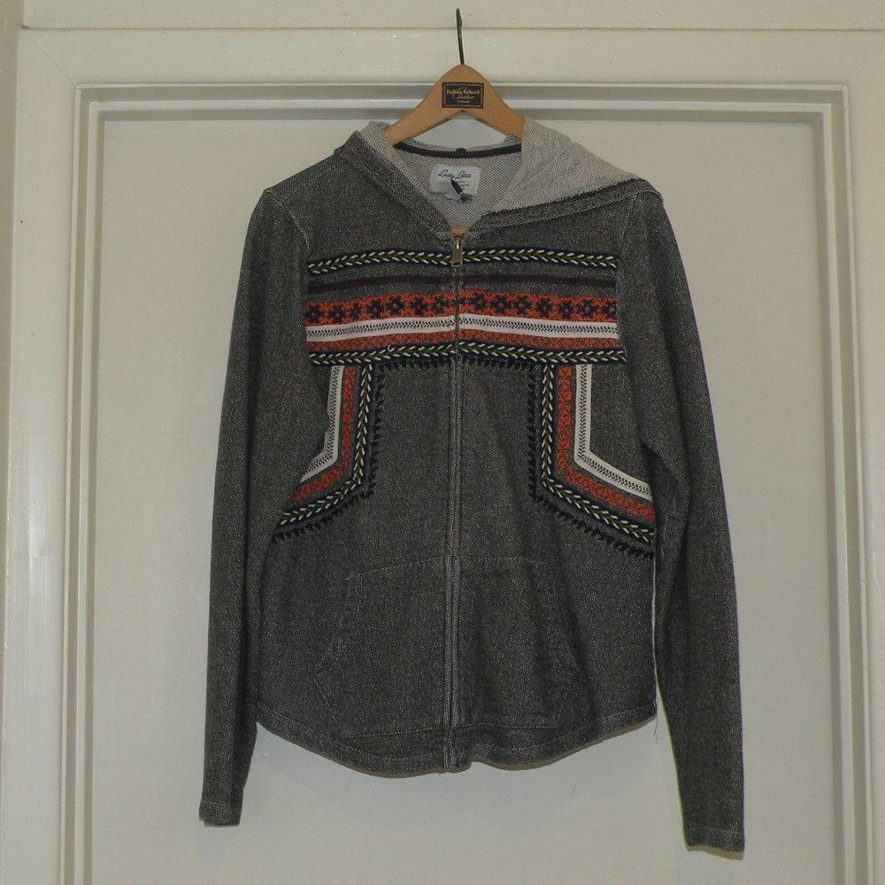 Lucky Lotus Brand Gray Full Zip Hoodie XL